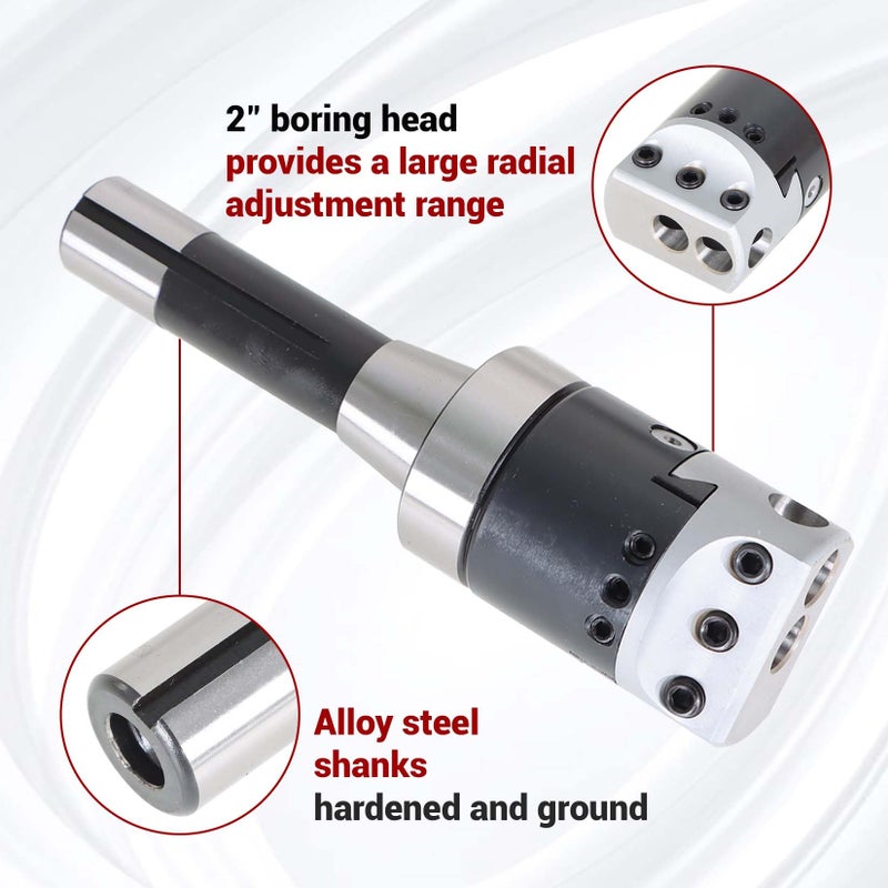 findmall 9pcs 2" Boring Head R8 Shank Boring Tool Set 1/2" Carbide Boring Bar Set Milling Fit for Milling Machine - Image 4